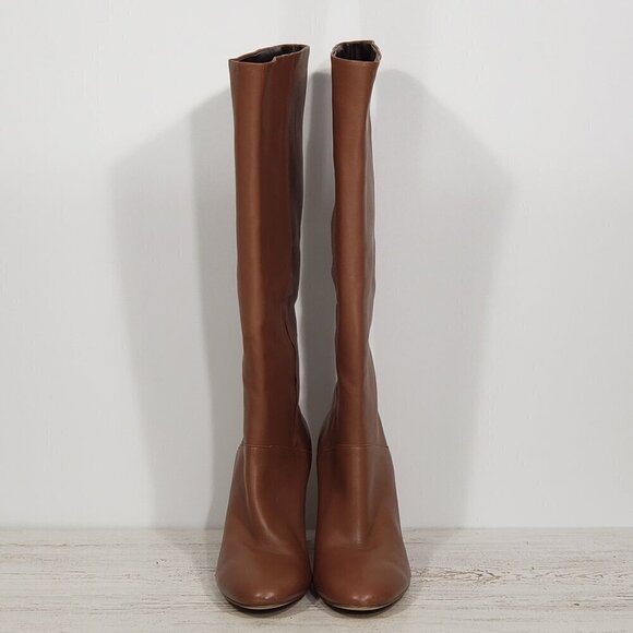 Cole Haan  Camel Brown Leather Heeled Knee Boots  Women's Size 10.5B - Picture 5 of 10